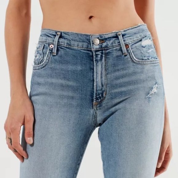 Agolde Sophie Crop High-waisted Ripped-Ankle Jean - Picture 4 of 16